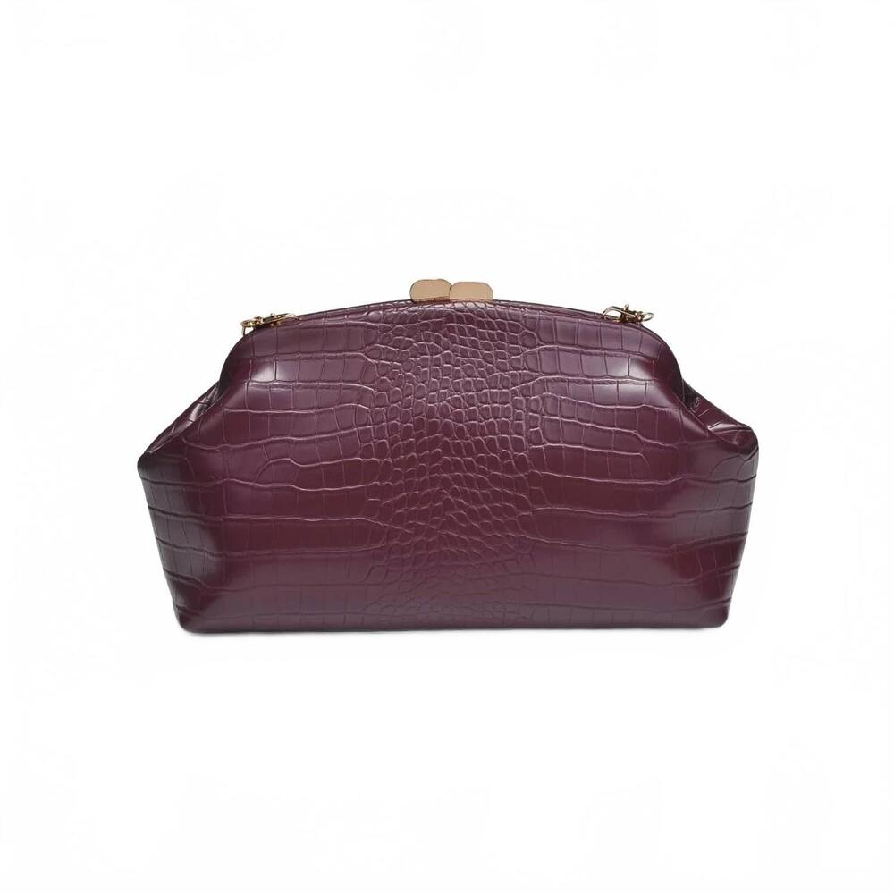 NEW MODA LUXE women's camille clutch in burgundy